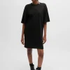 HUGO BOSS T-shirt-kjole I Bomuldsjersey Med Stablet Logo Sort Cheap