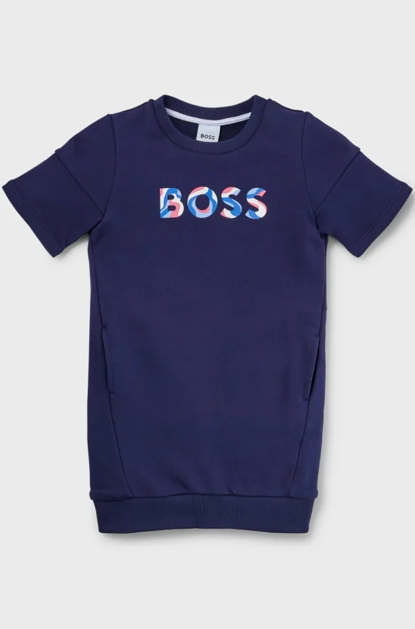 HUGO BOSS T-shirtkjole I Frotté Med 3D-logo Mørkeblå Sale