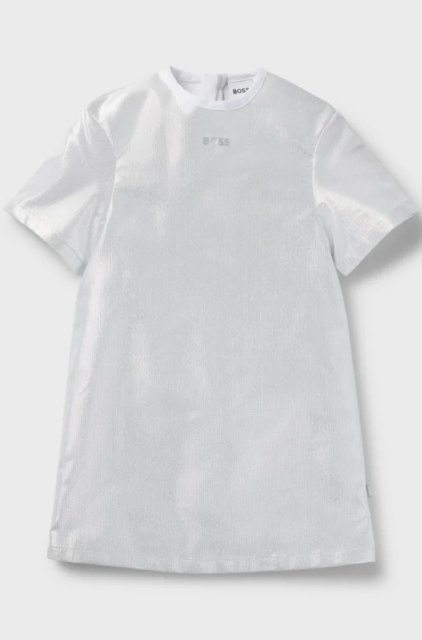 HUGO BOSS T-shirtkjole Til Børn Med Metallisk Effekt Og Logoprint Sølv Online
