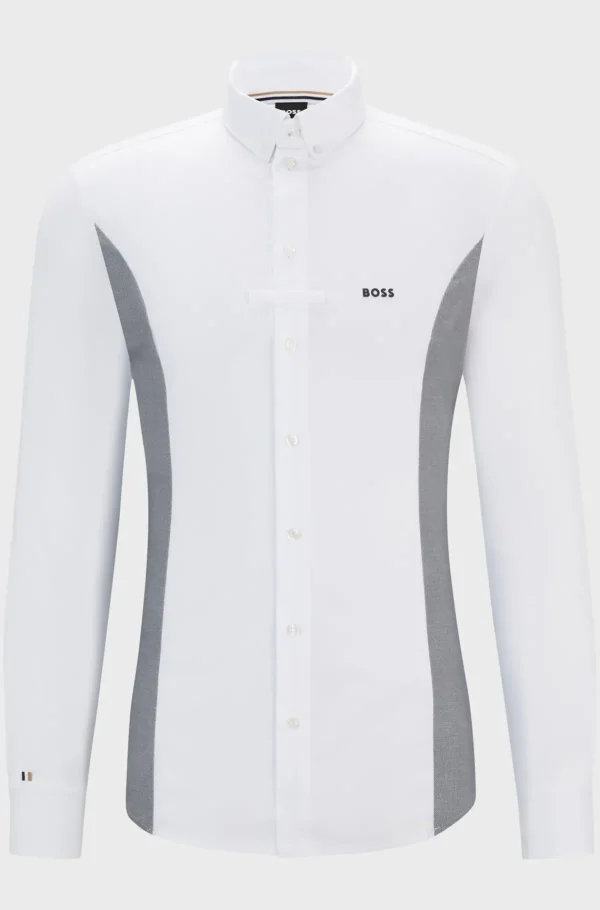 HUGO BOSS Turneringsskjorte Til Hestesport Med Melerede Indsatser Hvid Fashion