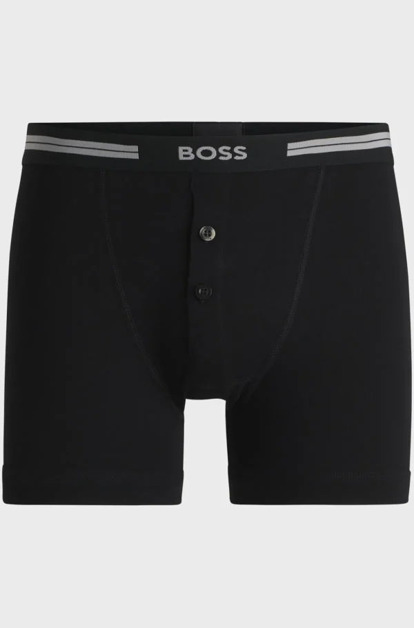 HUGO BOSS Underbukser I Bomuld Med Rib Og Logolinning Sort Best