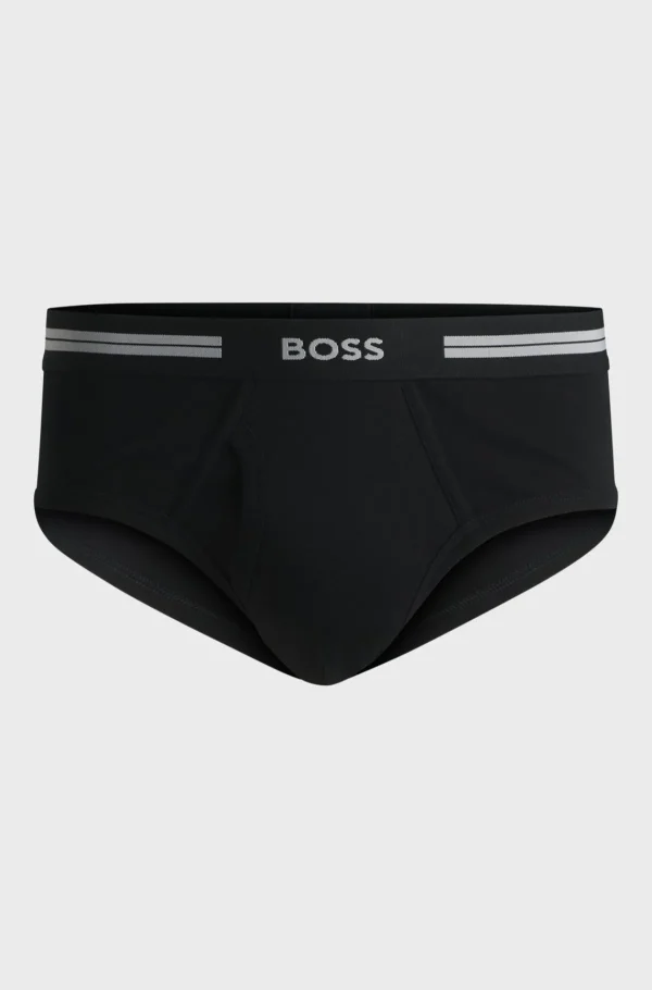 HUGO BOSS Underbukser I Ribbet Bomuld Med Logolinning Sort Online