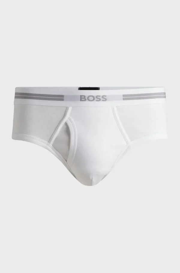 HUGO BOSS Underbukser I Ribbet Bomuld Med Logolinning Hvid Outlet