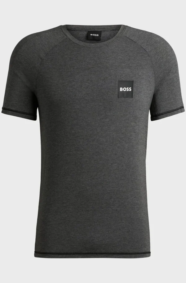 HUGO BOSS Undertrøje-T-shirt I Jersey Med Stræk Og Logoprint Mørkegrå Clearance