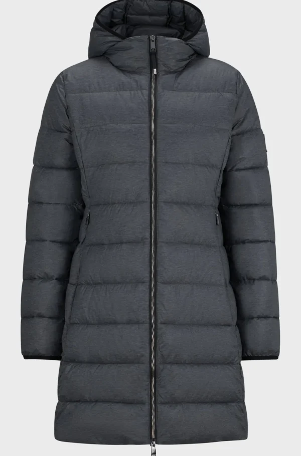 HUGO BOSS Vandafvisende Dynejakke Til Hestesport Med Hætte Og Justerbare Lynlåse Sølv Shop