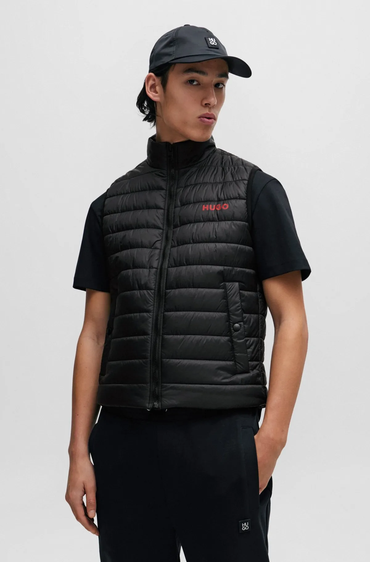 HUGO BOSS Vandafvisende Vest Med Kontrastlogo Sort Best