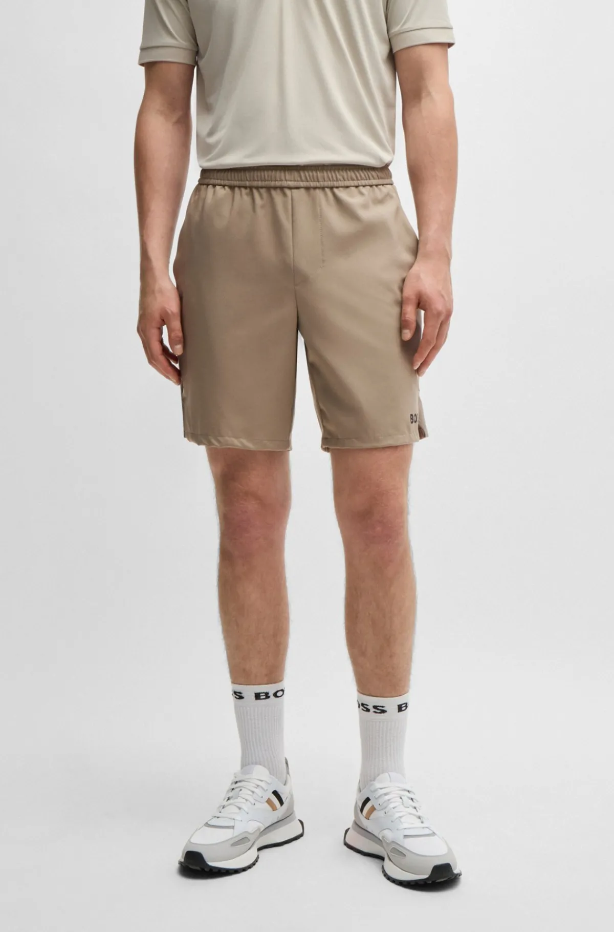 HUGO BOSS Vandskyende BOSS X Matteo Berrettini-shorts Med Logoprint Beige Cheap