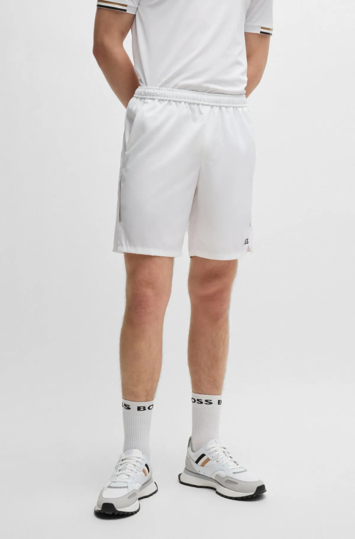 HUGO BOSS Vandskyende BOSS X Matteo Berrettini-shorts Med Logoprint Hvid Flash Sale