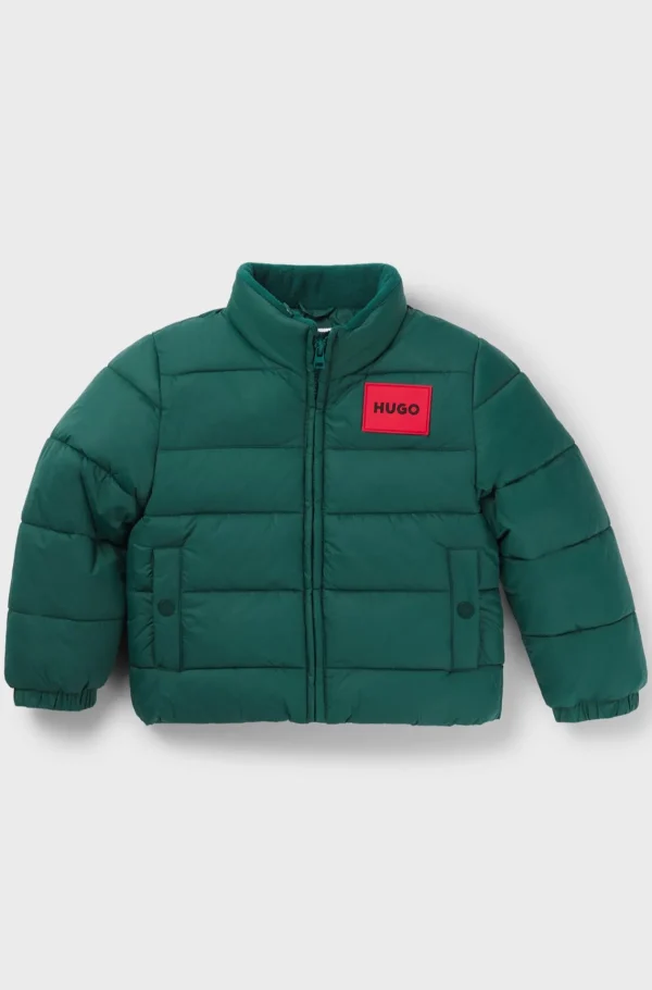 HUGO BOSS Vandskyende Dynejakke Til Børn Med Gemt Hætte Grøn Best Sale