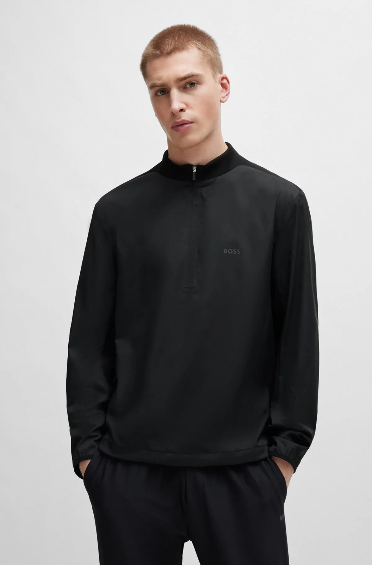 HUGO BOSS Vandskyende Jakke I Anorakstil Med Logo Sort Store