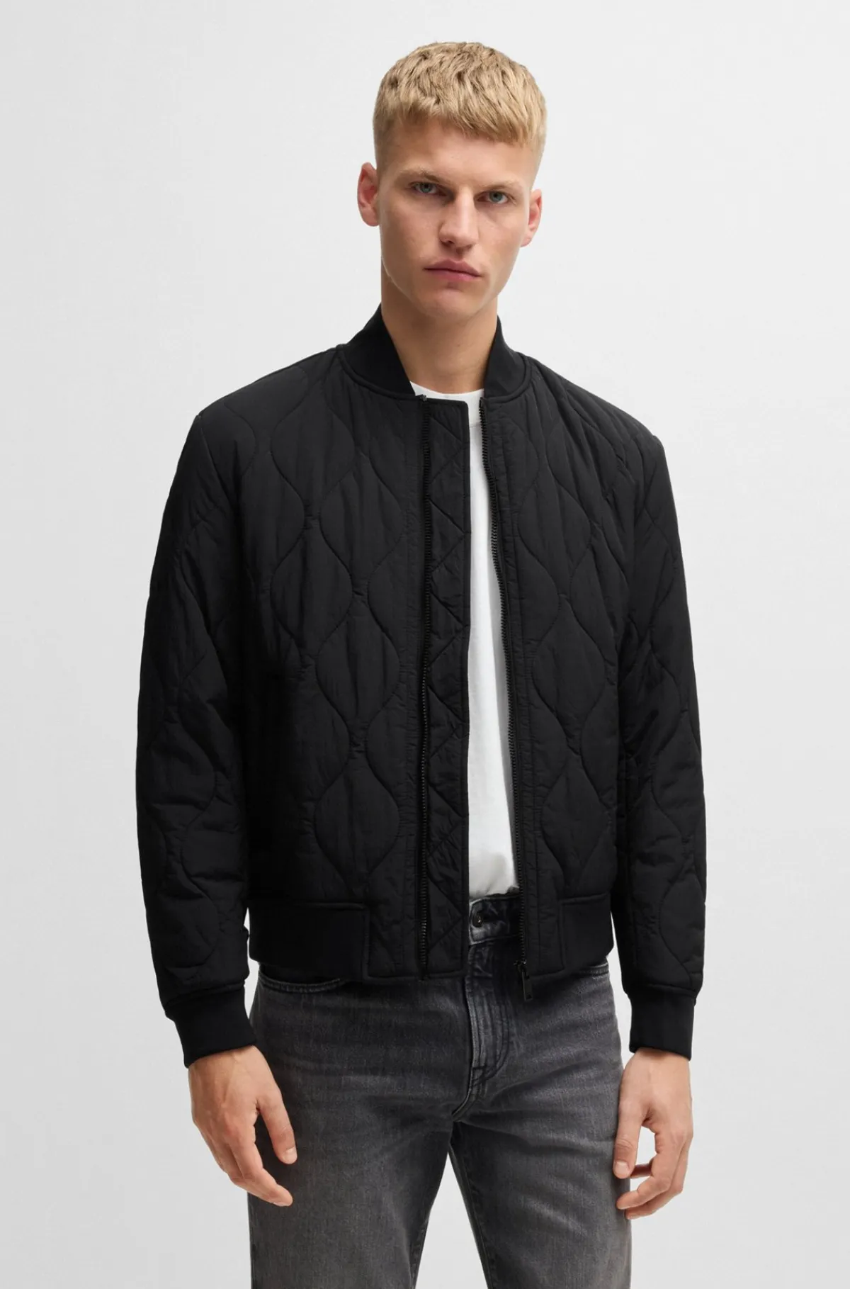 HUGO BOSS Vandskyende Jakke Med Løgquiltning Sort Best