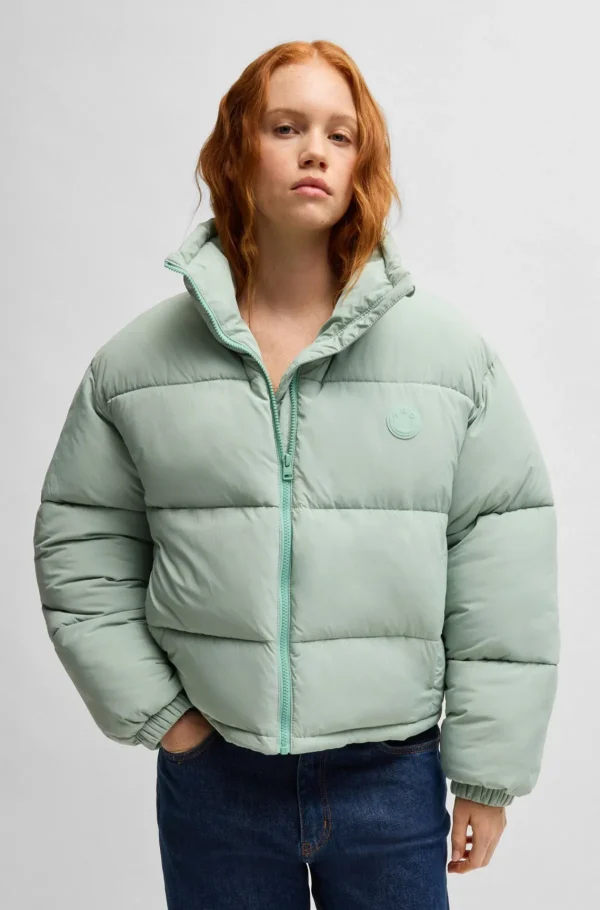 HUGO BOSS Vandskyende Og Vatteret Jakke Med Quiltet Logo Lysegrøn Sale