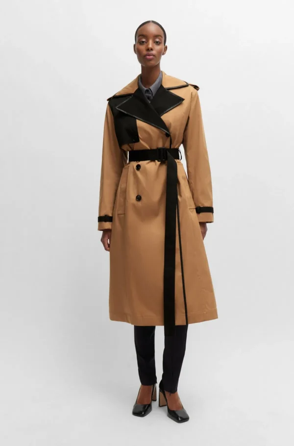 HUGO BOSS Vandskyende Trenchcoat Med Kontrastdetaljer Brun Hot