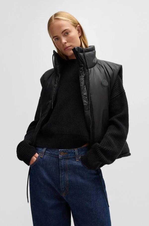 HUGO BOSS Vandskyende Vest Med Logobadge Med Happy HUGO Sort Online