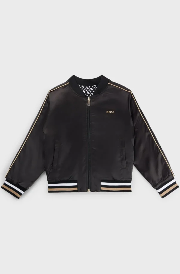 HUGO BOSS Vendbar Jakke Til Børn Med Ensfarvet Og Monogramprintet Design Sort Clearance