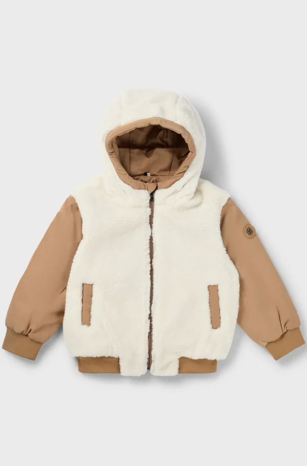 HUGO BOSS Vendbar Jakke Til Børn Med Hætte I Twill Og Sherpa-fleece Brun Fashion