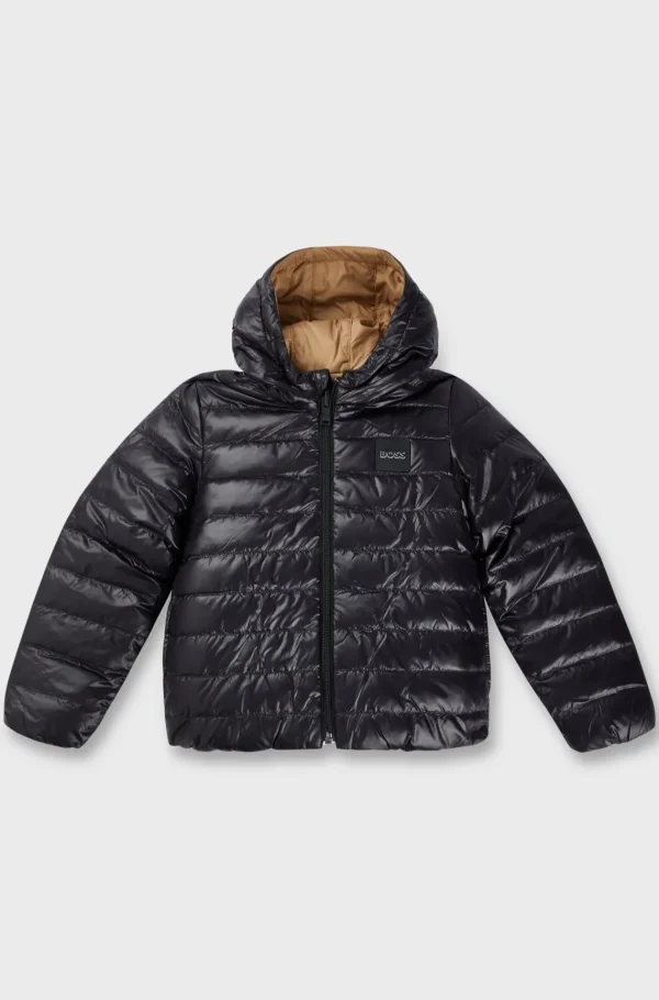 HUGO BOSS Vendbar Og Vandskyende Dunjakke Med Logo Til Børn Sort Best