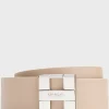 HUGO BOSS Vendbart Bælte I Italiensk Læder Med Monogramspænde Lys beige Online