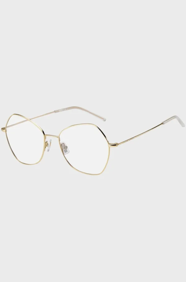 HUGO BOSS Vinklede Briller Med Styrke I Titanium Med farvet Effekt Guld Fashion