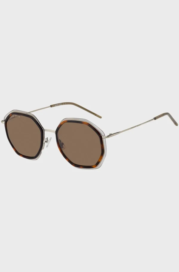 HUGO BOSS Vinklede Solbriller I Havana-acetat Med Brune Glas Brun mønstret Flash Sale