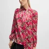 HUGO BOSS Voluminøs Skjorte Med Regular Fit Og Blomsterprint Lyserød mønstret New