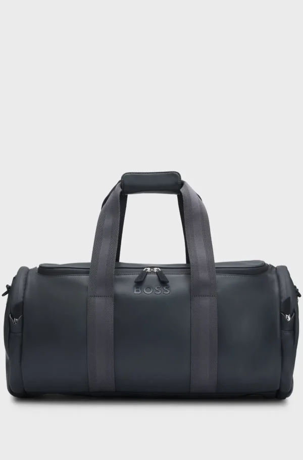 HUGO BOSS Weekendtaske I Imiteret Læder Med Aftagelig Rem Mørkegrå Clearance