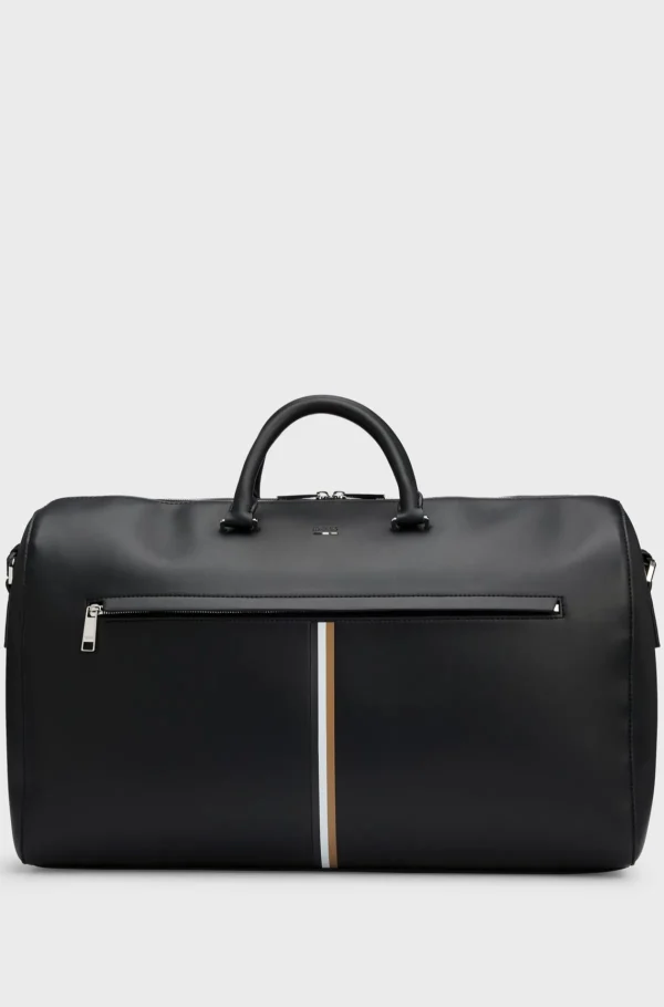 HUGO BOSS Weekendtaske I Imiteret Læder Med Signaturstribe Sort Cheap