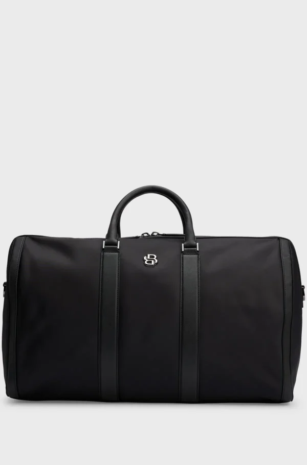 HUGO BOSS Weekendtaske I Twill Med Dobbelt B-monogram Og Tovejslynlås Sort New