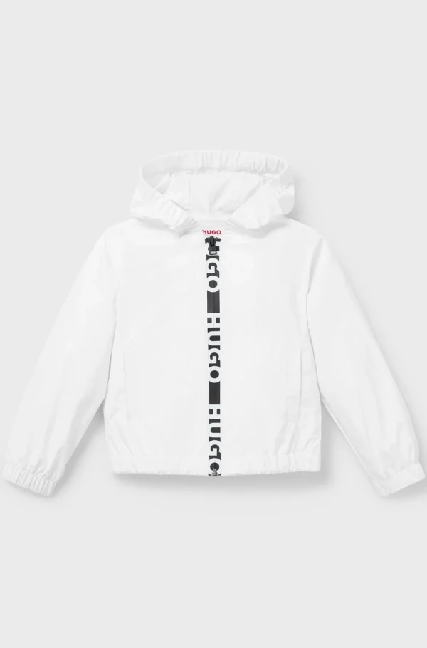 HUGO BOSS Windbreaker Med Hætte Og Logotryk Til Børn Hvid Fashion